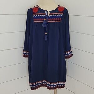 ROMEO & JULIET COUTURE small navy blue embroidered mini dress